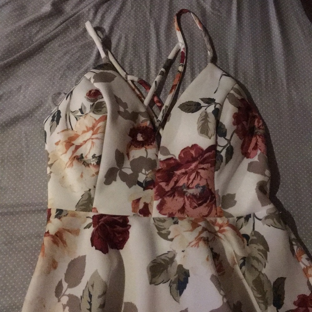 floral dress open back with criss cross straps